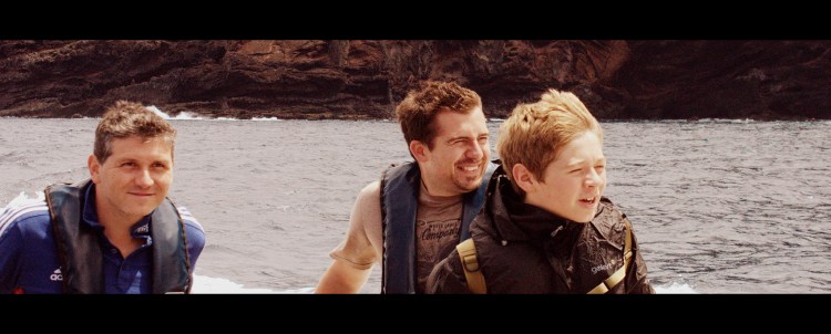 Like an action shot from some 1970's cop drama. The awesome Andy Day (left) and his son Toby (right) and John (centre)