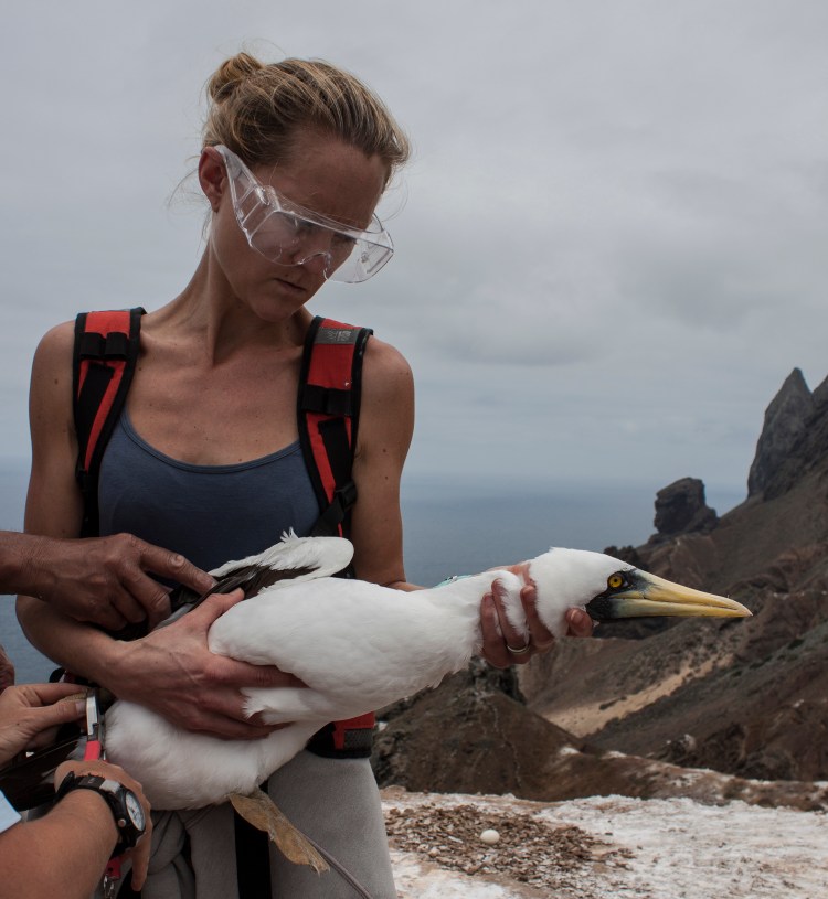 Bev holds her Booby gently but firmly.