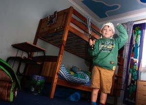 Charlie showing us the boys lovely bedroom.
