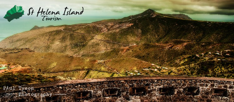 View from High Noll Fort to Flag Staff showing the haul road built by Basil Read for the Airport. The St Helena tourist office have asked if I can provide some photographs so Ive developed a watermark and will be including their logo on some on my photos in the future.