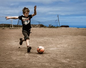 Oliver shoots, and scores. Because the goalkeepe was taking a photo!