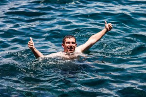 John enjoying a swim