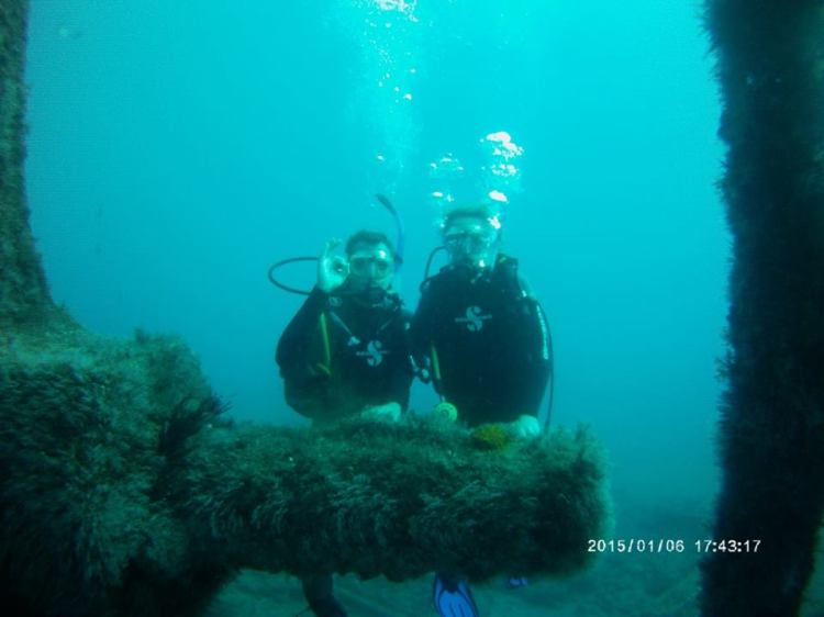Bev and I on the bow of the SS Papanui