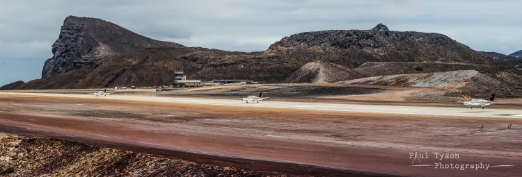 Sequence shot of the final touch down showing the moon like setting and terminal building still under construction.